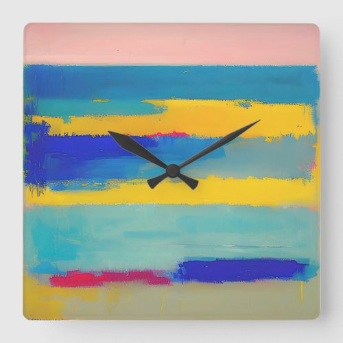 Lemonade Lullaby Abstract Art Square Wall Clock