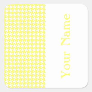 Lemonade Modern Houndstooth with name Square Sticker