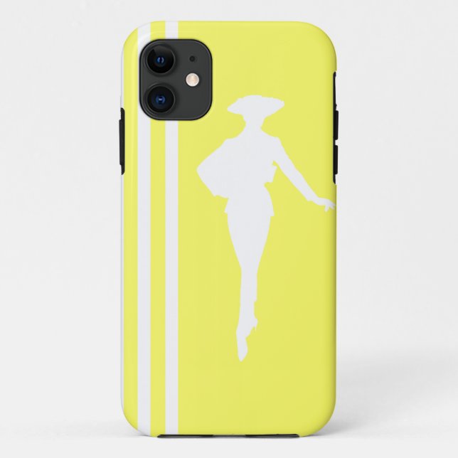 Lemonade Modern Stripes with Fashion Silhouette Case-Mate iPhone Case (Back)
