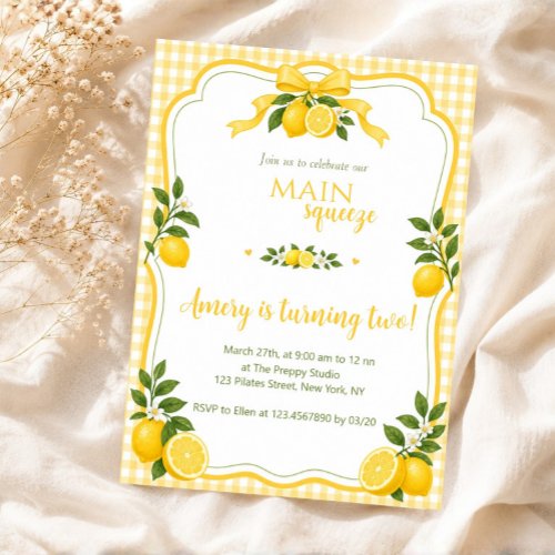 Lemonade Party Main Squeeze Lemon Birthday Invitation