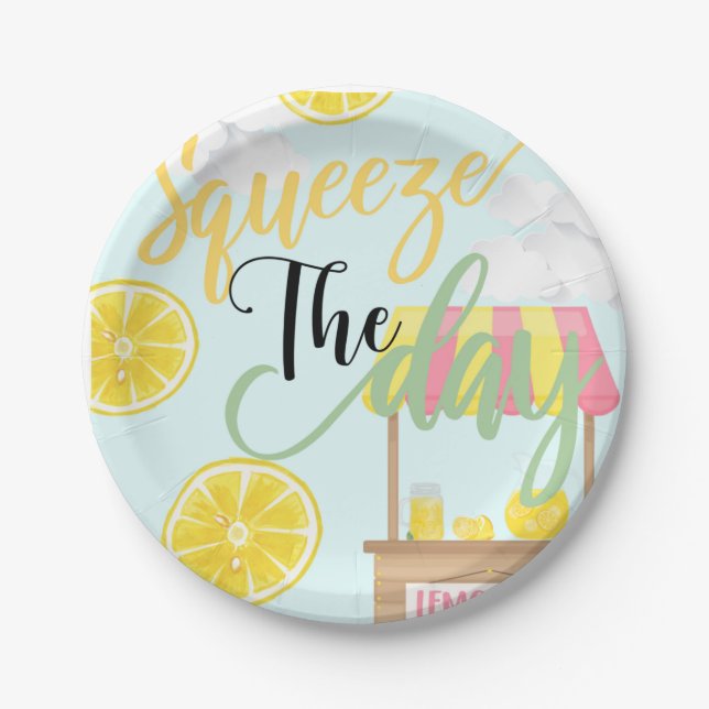 Lemonade party, Squeeze the day, Sweet Birthday Paper Plates (Front)