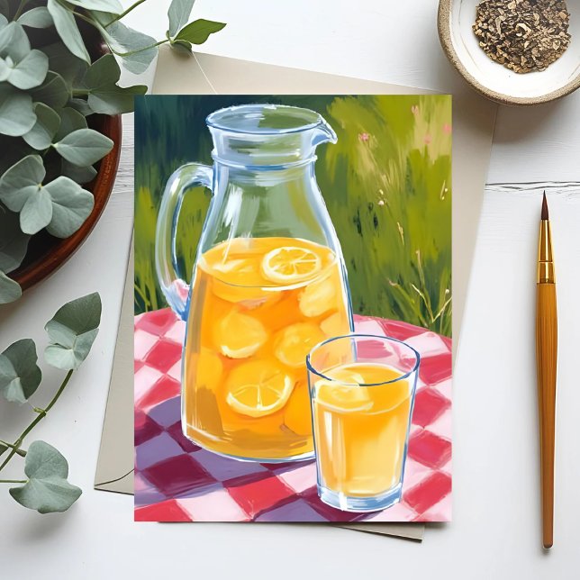 Lemonade Picnic | Lemons Fruit Painted Postcard (Creator Uploaded)