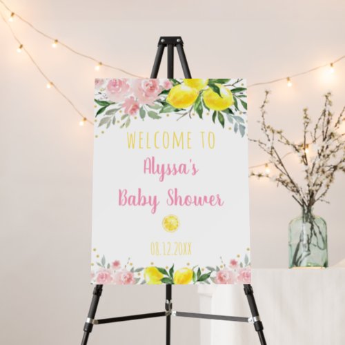 Lemonade Pink Floral Baby Shower Welcome Foam Board