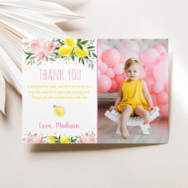 Lemonade Pink Floral Birthday Thank You Invitation