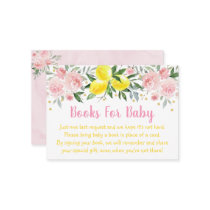 Lemonade Pink Gold Floral Baby Shower Book Request Enclosure Card