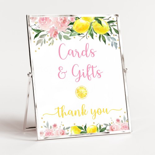 Lemonade Pink Gold Floral Birthday Cards  Gifts Poster