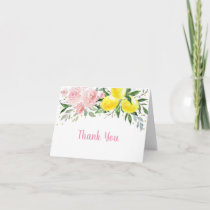 Lemonade Pink Gold Floral Birthday Thank You Card
