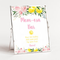 Lemonade Pink Gold Floral Mimosa Bar Baby Shower Poster