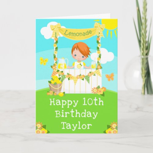 Lemonade Red Hair Boy Happy Birthday  Card