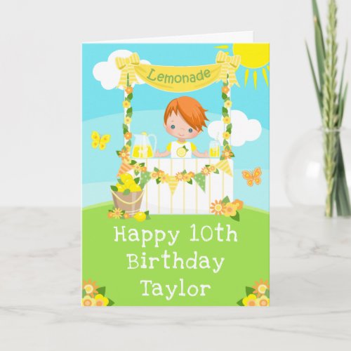 Lemonade Red Hair Boy Happy Birthday  Card