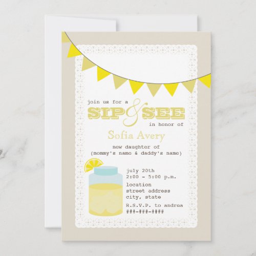 Lemonade Sip And See Invitation