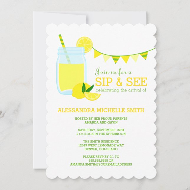 Lemonade Sip and See Party Invitation (Front)
