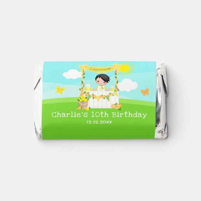 Lemonade Stand Birthday Black Hair Boy Hershey's Miniatures (Front)