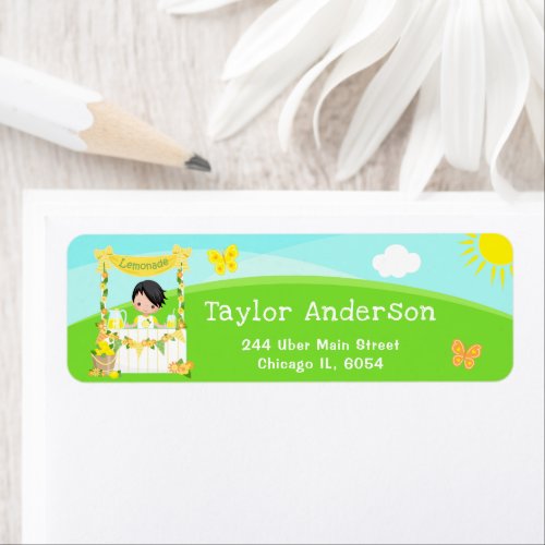 Lemonade Stand Birthday Black Hair Boy Label