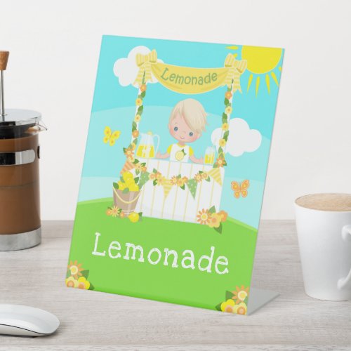 Lemonade Stand Birthday Blonde Hair Boy Pedestal Sign