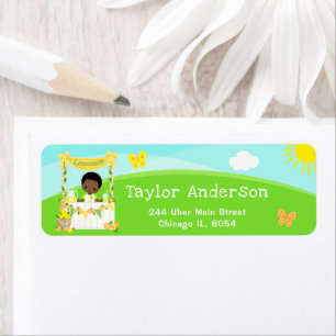Lemonade Stand Birthday Dark Skin Boy Label