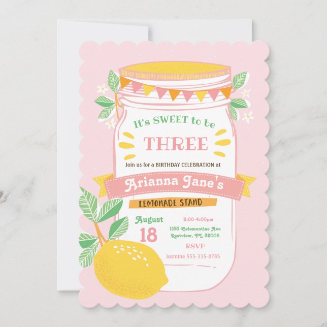 Lemonade Stand Birthday Party Invitation (Front)