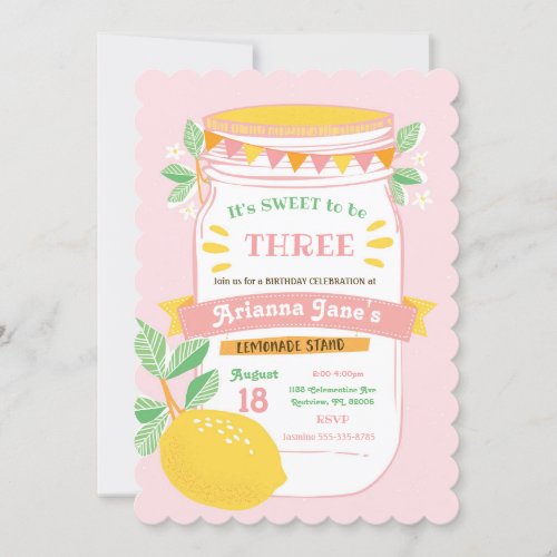 Lemonade Stand Birthday Party Invitation