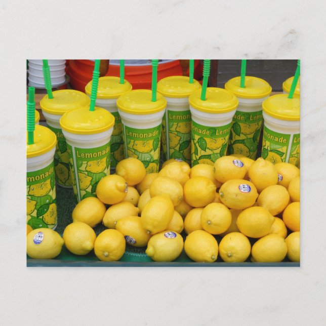 Lemonade Stand Cups and Lemons Festival Photograph Postcard (Front)