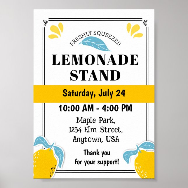 Lemonade stand event poster (Front)