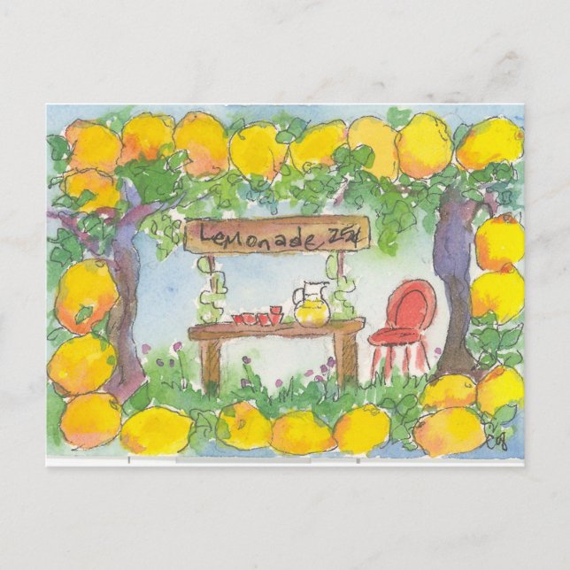 Lemonade Stand Lemon Citrus Tree Grove Summer Postcard (Front)