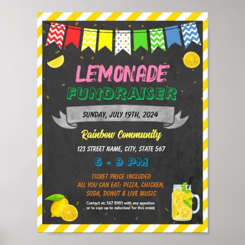 Lemonade stand school event template poster