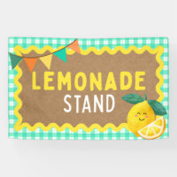 Lemonade Stand Signs for Kids Booth Gingham Lemons