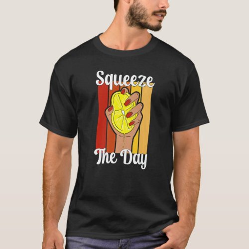 Lemonade Stand  Squeeze Day  Fruit Juice Pun Retro T_Shirt