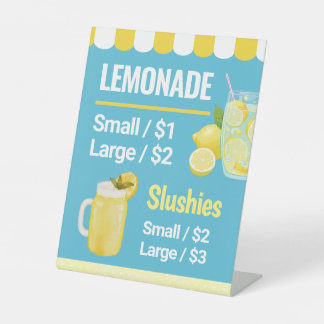 Lemonade Stand Table Sign Price List Menu