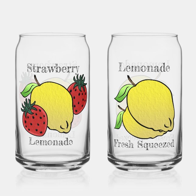 Lemonade & Strawberry Lemonade Personalized Can Glass (Front)