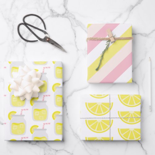 Lemonade Stripes Lemon Gift Wrap Sheets