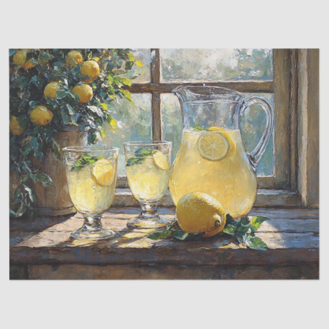 Lemonade Sunlit Kitchen Scene Decoupage Tissue Paper (Front)