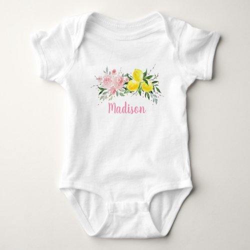 Lemonade Sunshine Pink Floral Birthday Baby Bodysuit