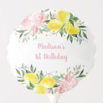 Lemonade Sunshine Pink Gold Floral Birthday Balloon