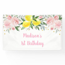 Lemonade Sunshine Pink Gold Floral Birthday Banner