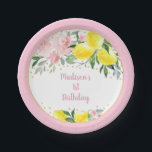 Lemonade Sunshine Pink Gold Floral Birthday Paper Plates<br><div class="desc">These paper plates feature colorful watercolor lemons,  pink flowers and faux gold foil confetti.</div>