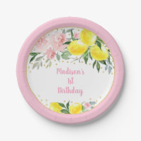 Lemonade Sunshine Pink Gold Floral Birthday
