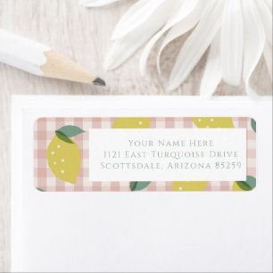 Lemonade Sunshine Pink Plaid Return Address Label