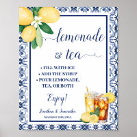 Lemonade & Tea Bar Sign Blue Mediterranean