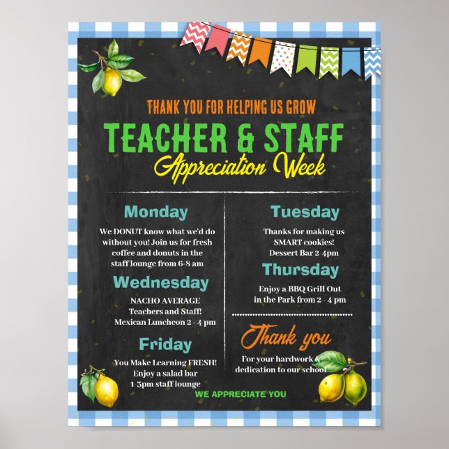 Lemonade Themed Teacher Appreciation Week Poster (Front)