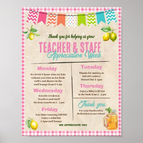 Lemonade Themed Teacher Appreciation Week Poster
