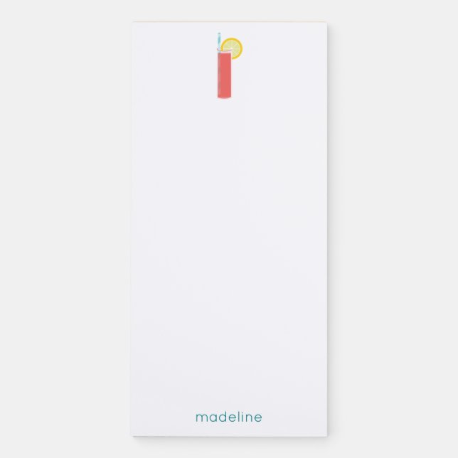 Lemonade Whimsical Summer Fun Personalized To-Do Magnetic Notepad (Front)