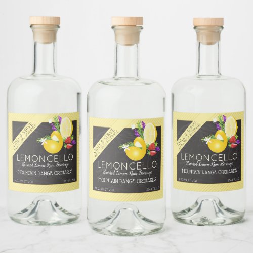 Lemoncello Chalkboard Look Liquor Bottle Label