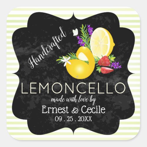 Lemoncello Chalkboard Look Wedding Square Sticker