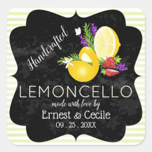 Lemoncello Chalkboard Look Wedding Square Sticker