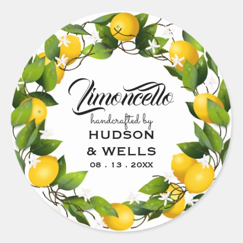 Lemoncello Lemon Wreath Fruit Wedding Classic Round Sticker