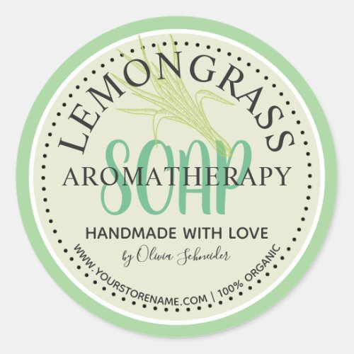 Lemongrass Aromatherapy Soap Custom Website Classic Round Sticker