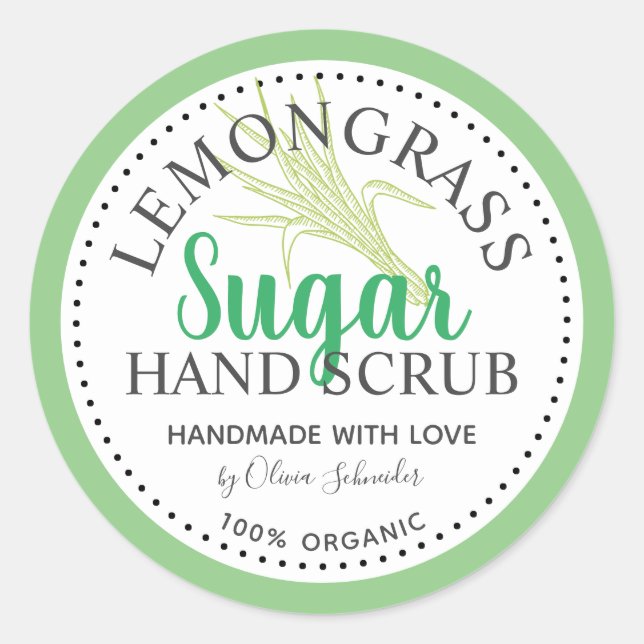 Lemongrass Sugar Scrub Custom Classic Round Sticker (Front)