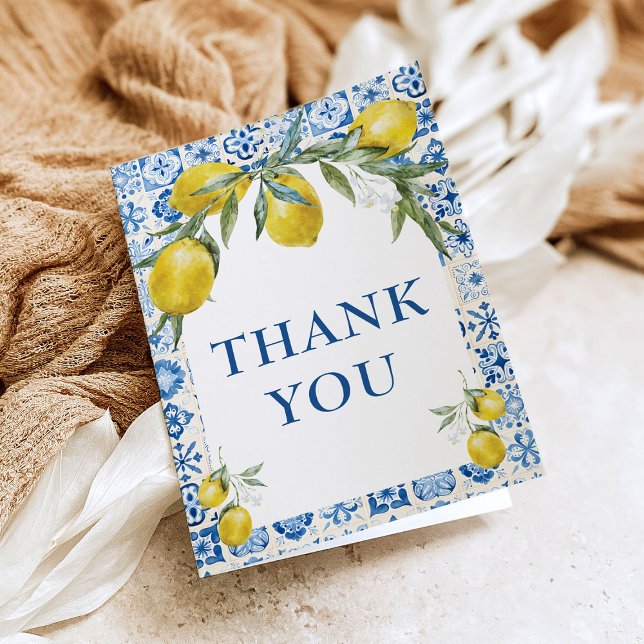 LemonMediterranean Blue Tile Thank You Cards (Creator Uploaded)