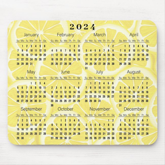 Lemons 2024 Calendar Mousepad